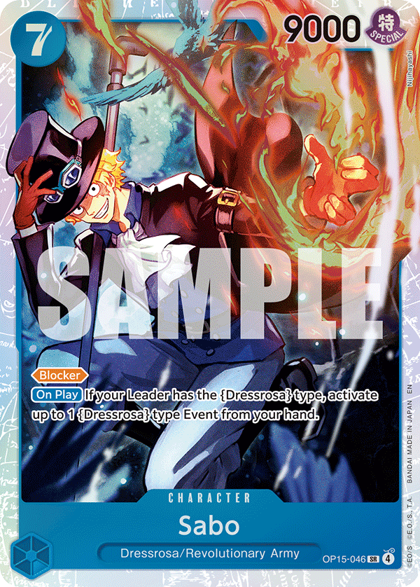 Carte Sabo OP15-046 Super Rare — One Piece TCG OP15-EB04 Adventure on Kami's Island (Bandai)