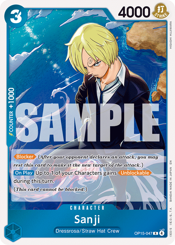 Carte Sanji OP15-047 Rare — One Piece TCG OP15-EB04 Adventure on Kami's Island (Bandai)