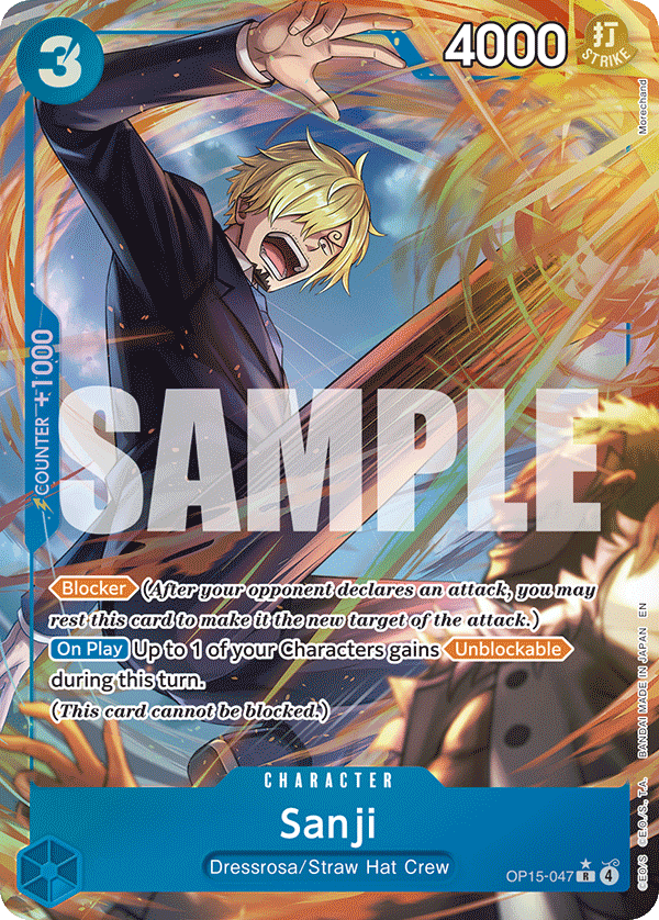 Carte Sanji OP15-047_p1 Rare Alt Art — One Piece TCG OP15-EB04 Adventure on Kami's Island (Bandai)