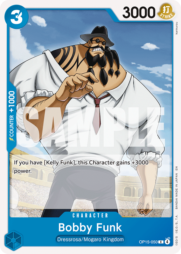 Carte Bobby Funk OP15-050 Common — One Piece TCG OP15-EB04 Adventure on Kami's Island (Bandai)