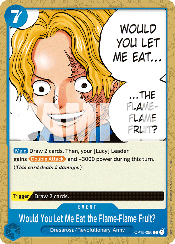Carte Would You Let Me Eat the Flame-Flame Fruit? OP15-056 Common — One Piece TCG OP15-EB04 Adventure on Kami's Island (Bandai)