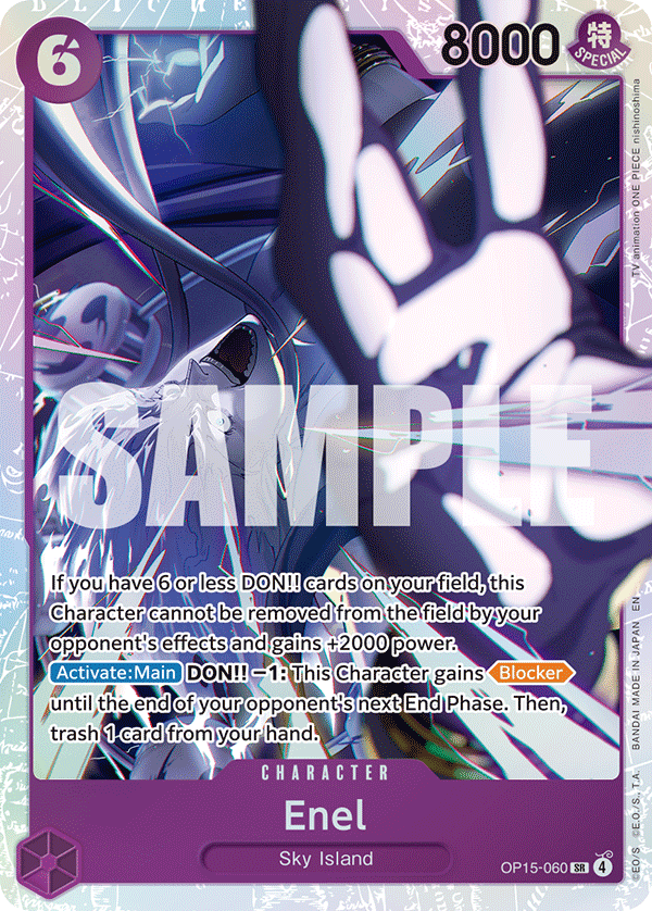 Carte Enel OP15-060 Super Rare — One Piece TCG OP15-EB04 Adventure on Kami's Island (Bandai)