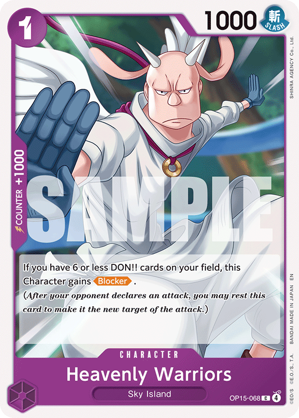 Carte Heavenly Warriors OP15-068 Common — One Piece TCG OP15-EB04 Adventure on Kami's Island (Bandai)
