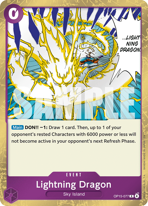 Carte Lightning Dragon OP15-077 Rare — One Piece TCG OP15-EB04 Adventure on Kami's Island (Bandai)