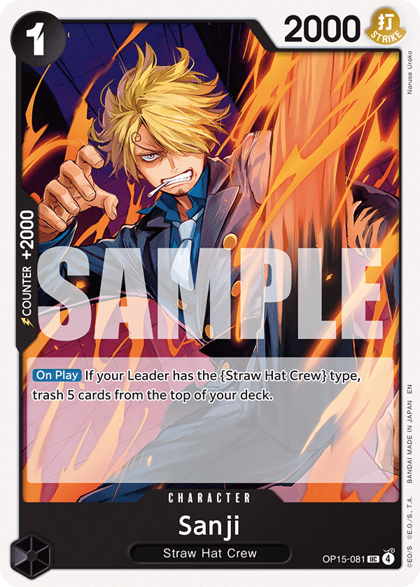 Carte Sanji OP15-081 Uncommon — One Piece TCG OP15-EB04 Adventure on Kami's Island (Bandai)