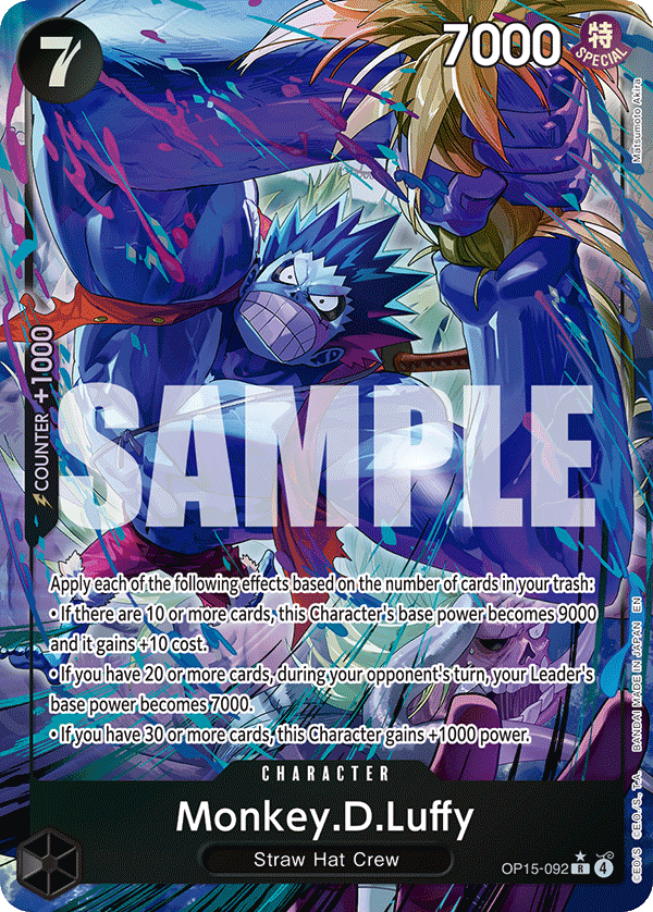 Carte Monkey.D.Luffy OP15-092_p1 Rare Alt Art — One Piece TCG OP15-EB04 Adventure on Kami's Island (Bandai)