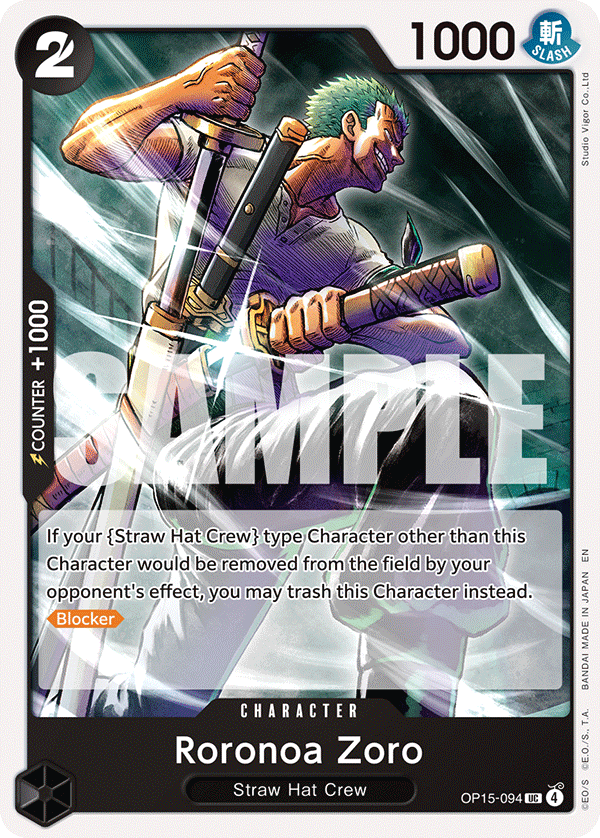 Carte Roronoa Zoro OP15-094 Uncommon — One Piece TCG OP15-EB04 (Bandai)