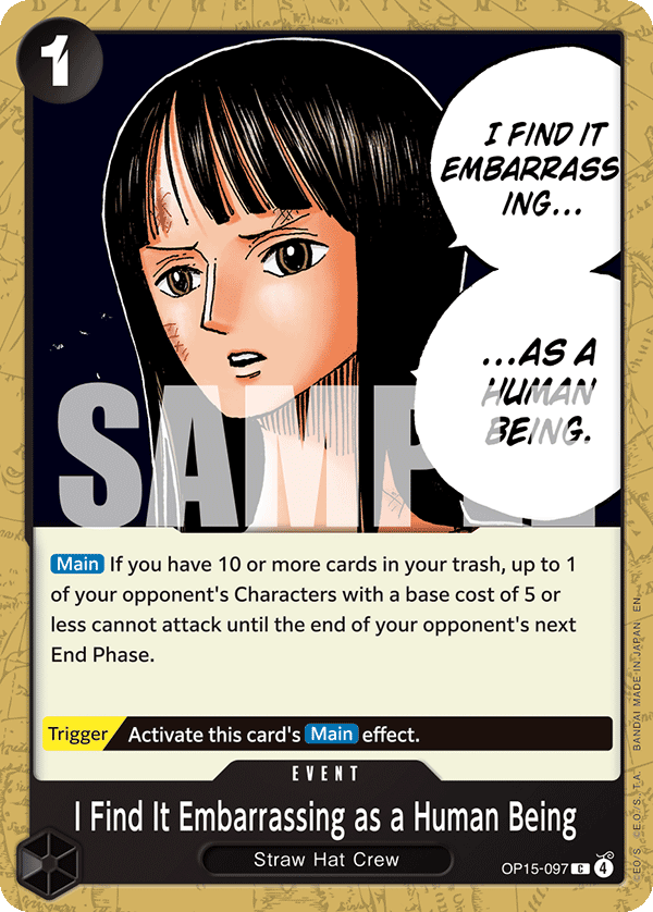 Carte I Find It Embarrassing as a Human Being OP15-097 Common — One Piece TCG OP15-EB04 Adventure on Kami's Island (Bandai)