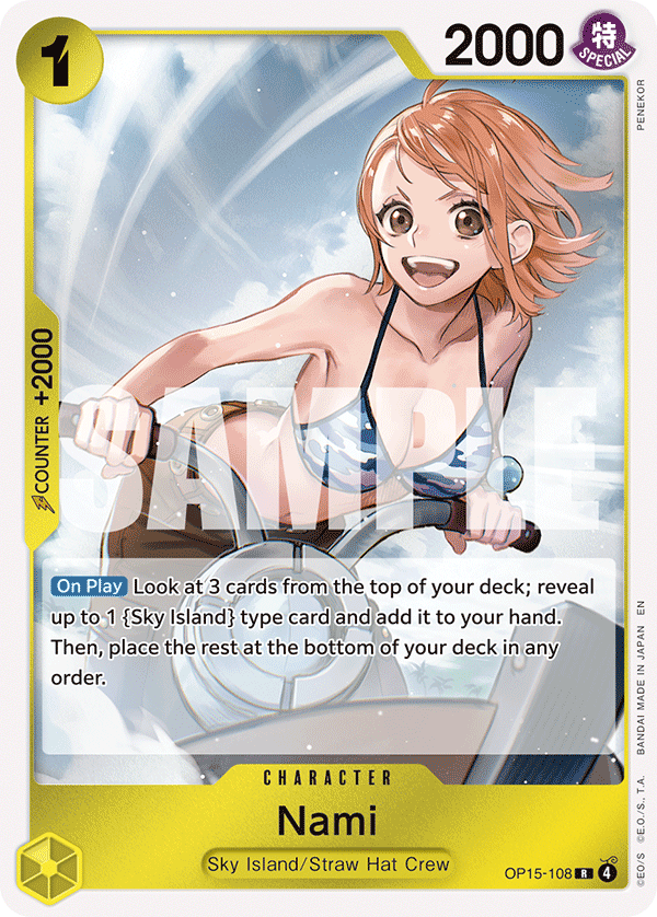 Carte Nami OP15-108 Rare — One Piece TCG OP15-EB04 Adventure on Kami's Island (Bandai)