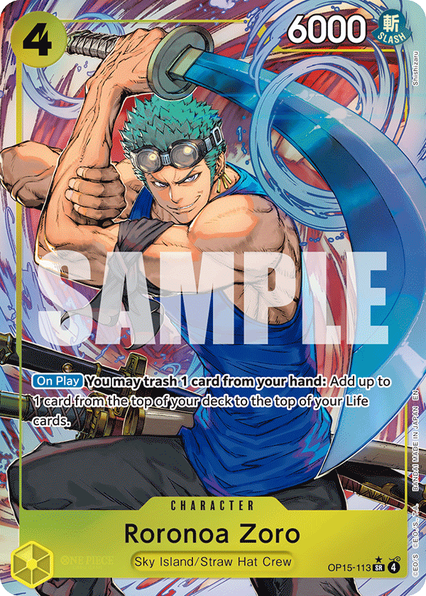 Carte Roronoa Zoro OP15-113_p1 Super Rare Alt Art — One Piece TCG OP15-EB04 Adventure on Kami's Island (Bandai)