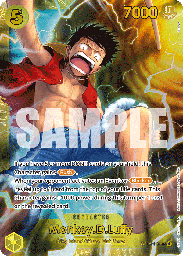 Carte Monkey.D.Luffy OP15-119 Secret Rare — One Piece TCG OP15-EB04 (Bandai)