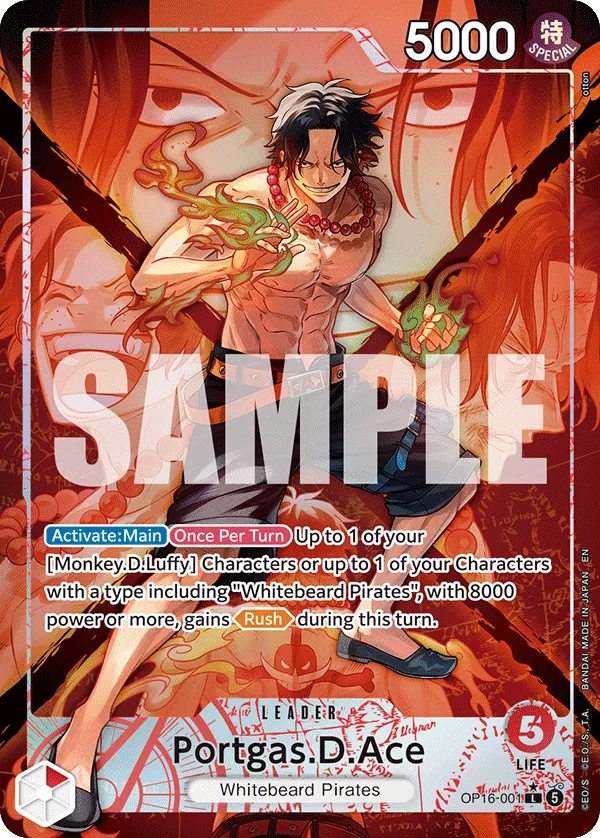 Carte Portgas D. Ace OP16-001_p1 Leader Alt Art — One Piece TCG OP-16 BOOSTER PACK -THE TIME OF BATTLE- (Bandai)