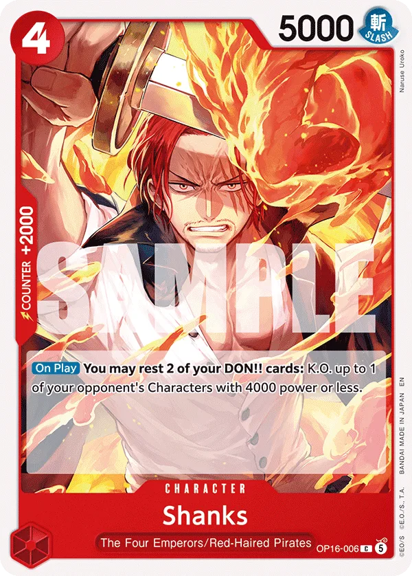 Carte Shanks OP16-006 Common — One Piece TCG OP-16 BOOSTER PACK -THE TIME OF BATTLE- (Bandai)
