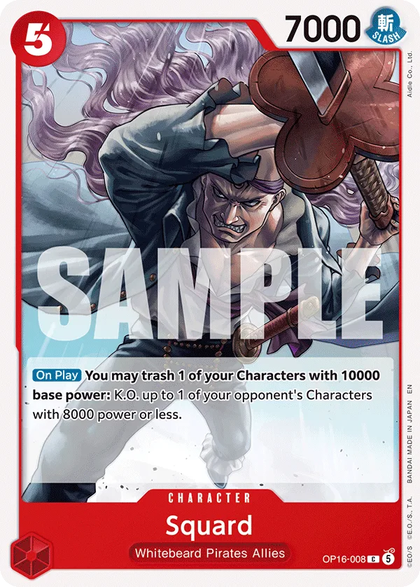 Carte Squardo OP16-008 Common — One Piece TCG OP-16 BOOSTER PACK -THE TIME OF BATTLE- (Bandai)