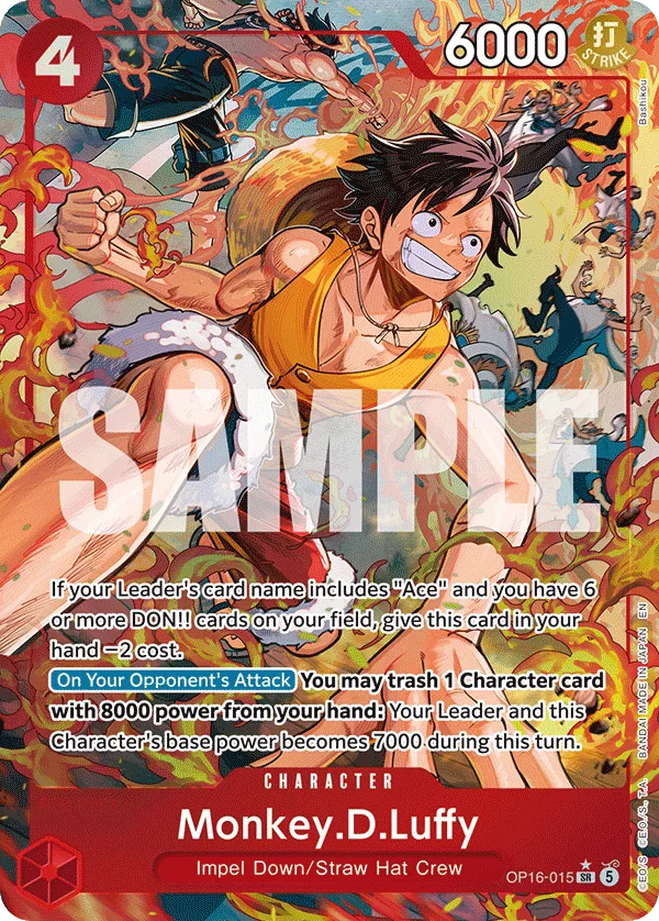 Carte Monkey D. Luffy OP16-015_p1 Super Rare Alt Art — One Piece TCG OP-16 BOOSTER PACK -THE TIME OF BATTLE- (Bandai)