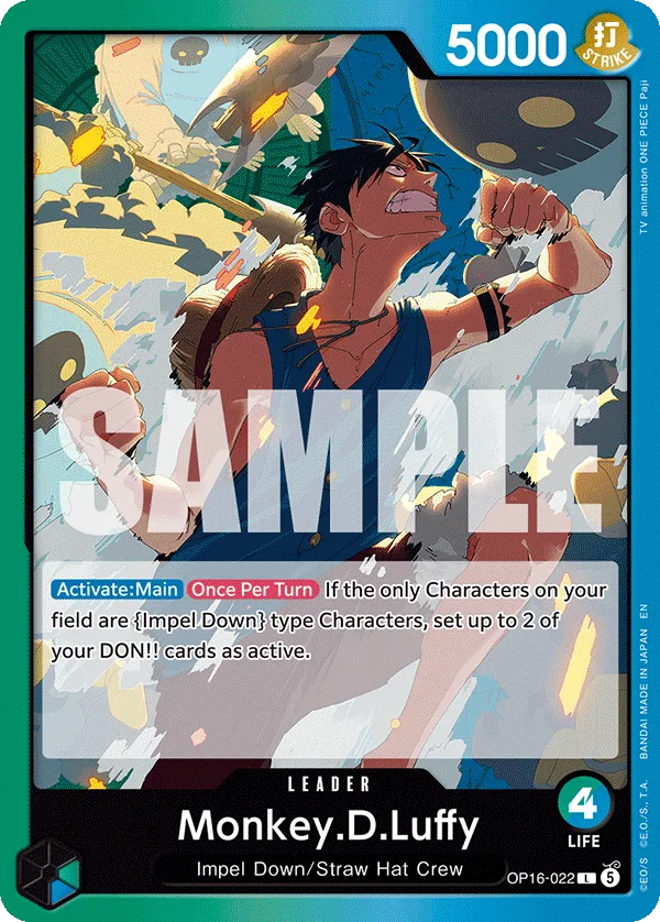Carte Monkey D. Luffy OP16-022 Leader — One Piece TCG OP-16 (Bandai)