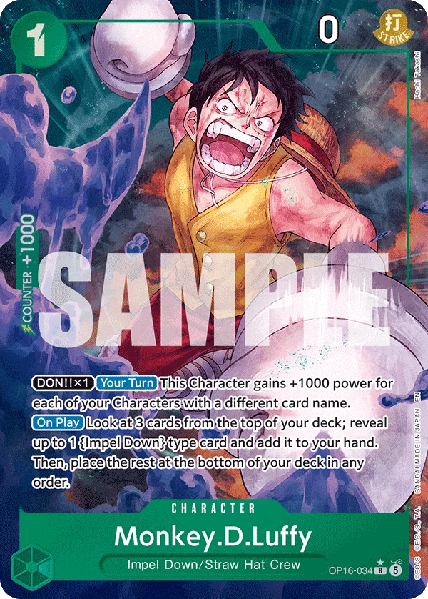Carte Monkey D. Luffy OP16-034_p1 Rare Alt Art — One Piece TCG OP-16 BOOSTER PACK -THE TIME OF BATTLE- (Bandai)