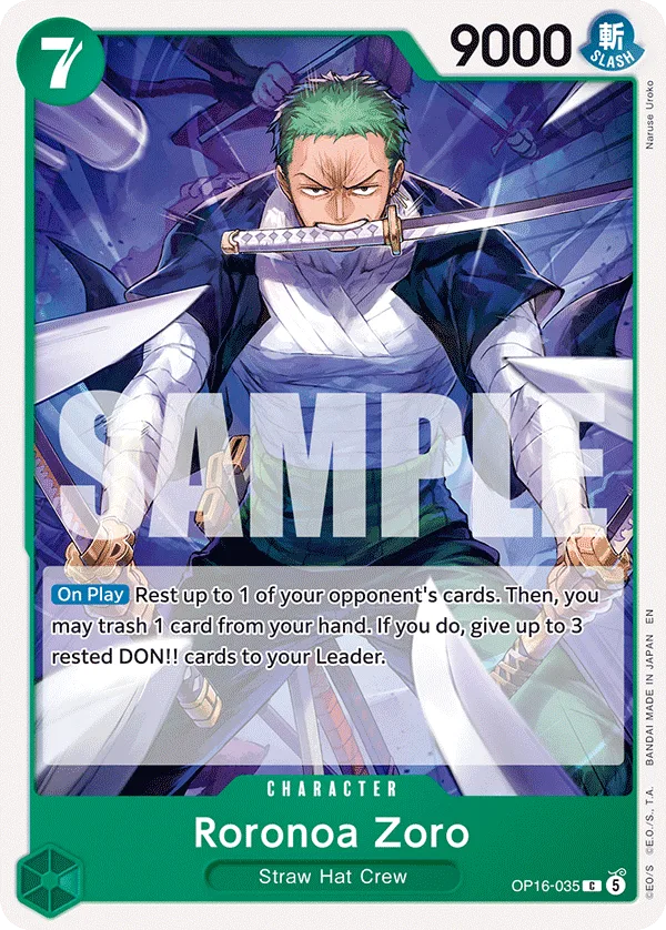 Carte Roronoa Zoro OP16-035 Common — One Piece TCG OP-16 BOOSTER PACK -THE TIME OF BATTLE- (Bandai)