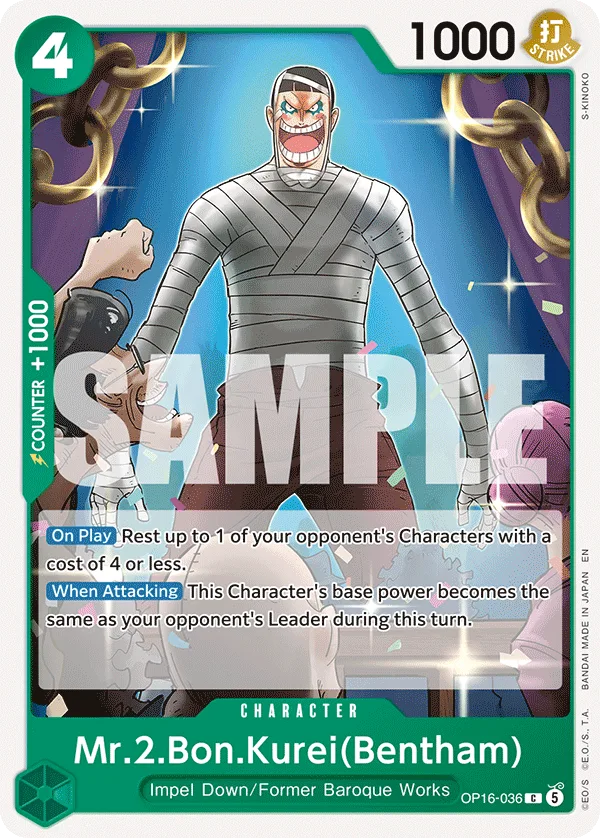 Carte Mr 2 Bonclay(Bentham) OP16-036 Common — One Piece TCG OP-16 BOOSTER PACK -THE TIME OF BATTLE- (Bandai)