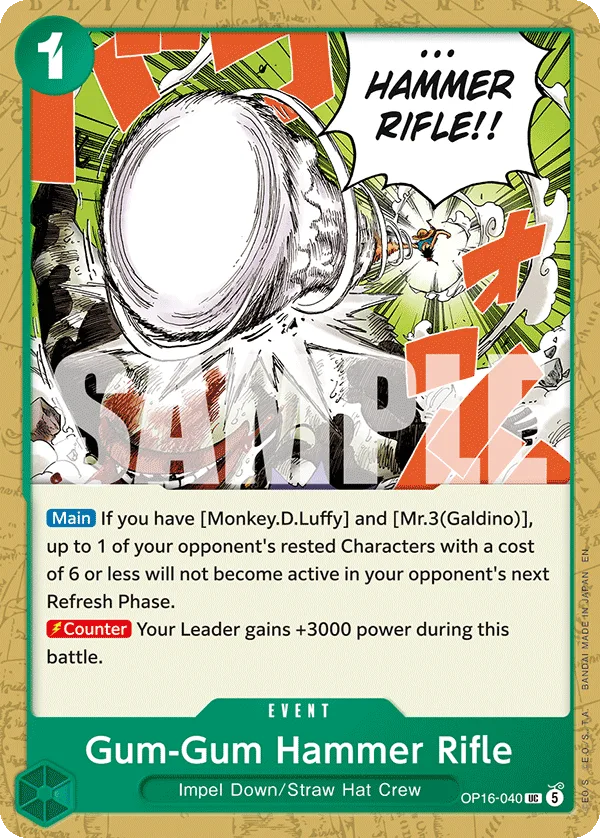 Carte Gum Gum Marteau Carabine OP16-040 Uncommon — One Piece TCG OP-16 BOOSTER PACK -THE TIME OF BATTLE- (Bandai)