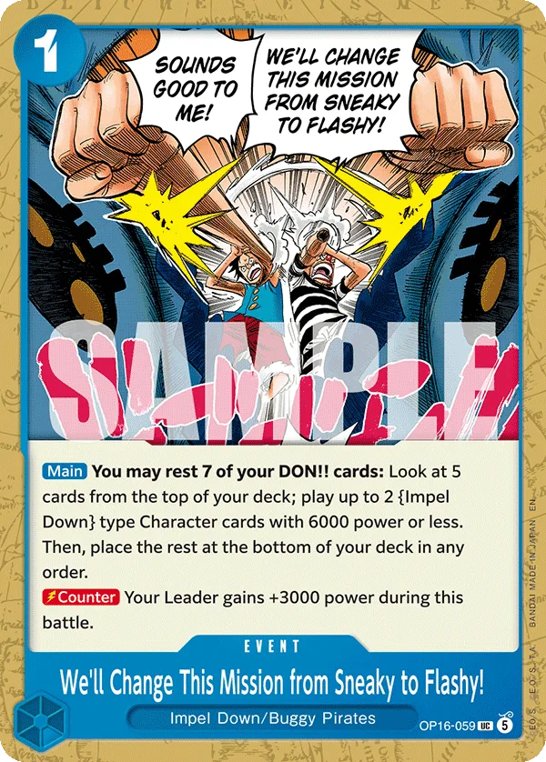 Carte Changement de plan, et en grande pompe&nbsp;!! OP16-059 Uncommon — One Piece TCG OP-16 BOOSTER PACK -THE TIME OF BATTLE- (Bandai)