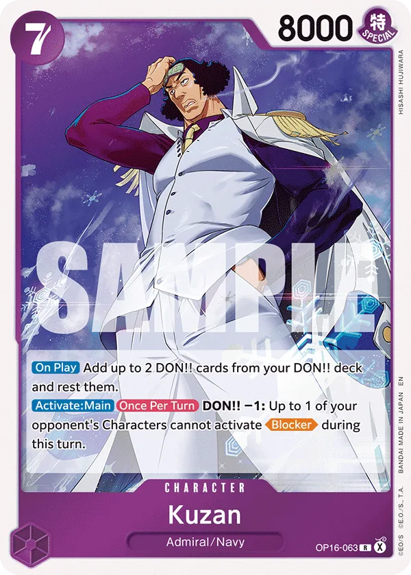 Carte Kuzan OP16-063 Rare — One Piece TCG OP-16 (Bandai)