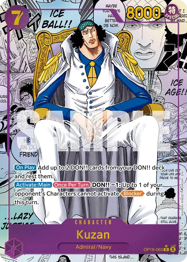 Carte Kuzan OP16-063_p2 Rare — One Piece TCG OP-16 (Bandai)