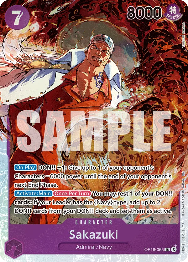 Carte Sakazuki OP16-065 Super Rare — One Piece TCG OP-16 BOOSTER PACK -THE TIME OF BATTLE- (Bandai)