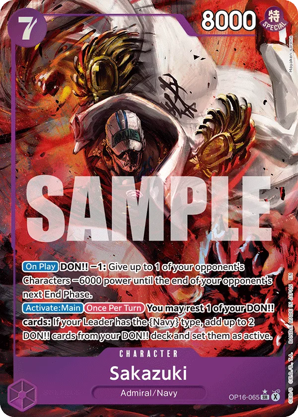 Carte Sakazuki OP16-065_p1 Super Rare Alt Art — One Piece TCG OP-16 BOOSTER PACK -THE TIME OF BATTLE- (Bandai)