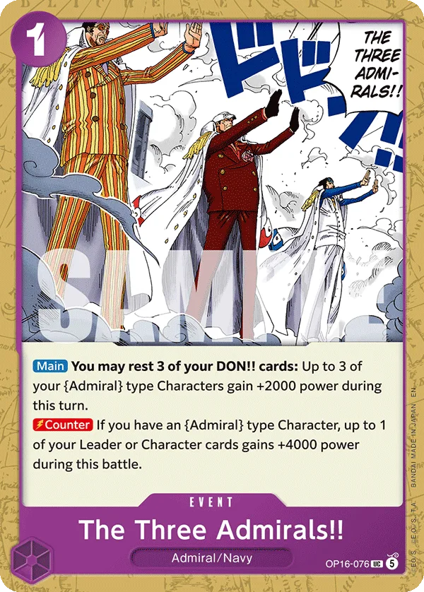 Carte Les trois amiraux&nbsp;!! OP16-076 Uncommon — One Piece TCG OP-16 BOOSTER PACK -THE TIME OF BATTLE- (Bandai)