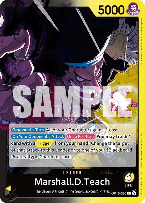 Carte Marshall D. Teach OP16-080 Leader — One Piece TCG OP-16 (Bandai)