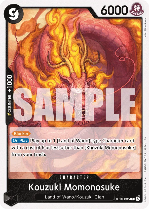 Carte Momonosuké Kozuki OP16-085 Rare — One Piece TCG OP-16 BOOSTER PACK -THE TIME OF BATTLE- (Bandai)
