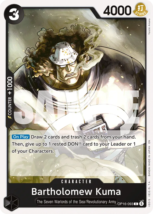 Carte Bartholomew Kuma OP16-093 Common — One Piece TCG OP-16 BOOSTER PACK -THE TIME OF BATTLE- (Bandai)
