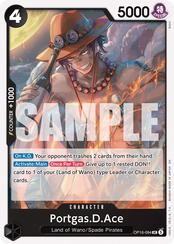 Carte Portgas D. Ace OP16-094 Uncommon — One Piece TCG OP-16 (Bandai)