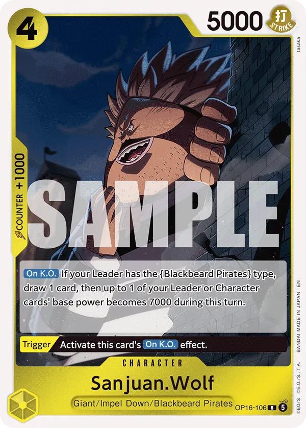 Carte Sanjuan Wolf OP16-106 Rare — One Piece TCG OP-16 BOOSTER PACK -THE TIME OF BATTLE- (Bandai)