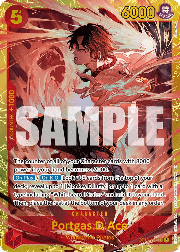 Carte Portgas D. Ace OP16-118 Secret Rare — One Piece TCG OP-16 BOOSTER PACK -THE TIME OF BATTLE- (Bandai)