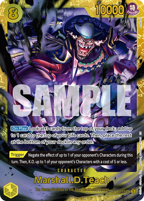 Carte Marshall D. Teach OP16-119 Secret Rare — One Piece TCG OP-16 BOOSTER PACK -THE TIME OF BATTLE- (Bandai)