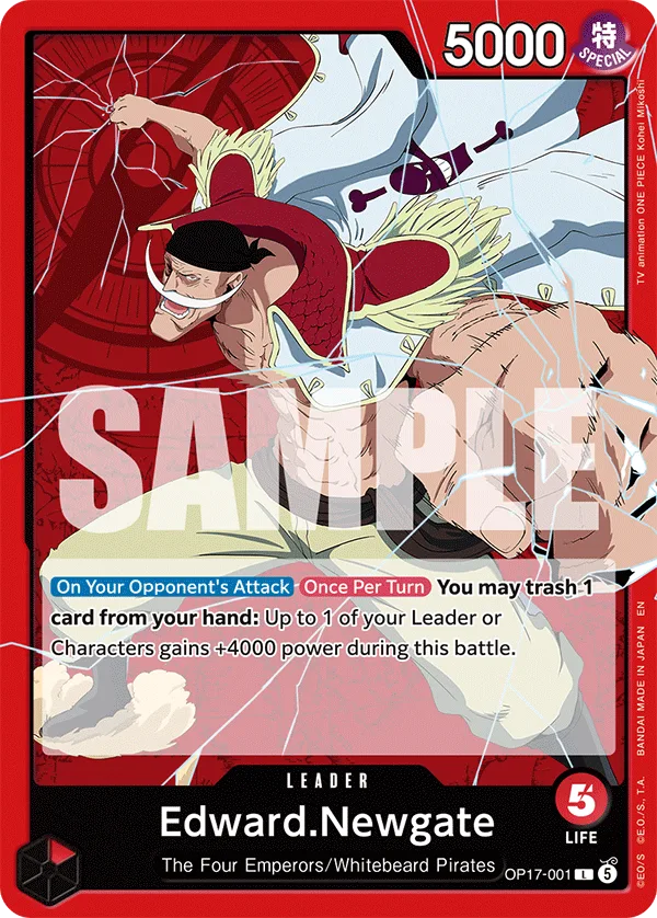Carte Edward Newgate OP17-001 Leader — One Piece TCG OP-17 BOOSTER PACK -THE WORLD’S STRONGEST WARRIORS- (Bandai, 2026-08-28)