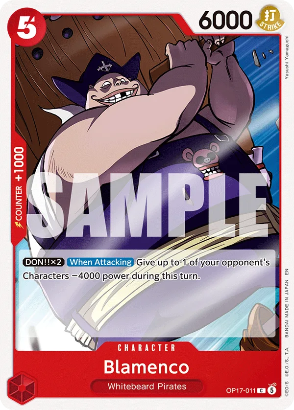 Carte Blamenco OP17-011 Common — One Piece TCG OP-17 BOOSTER PACK -THE WORLD’S STRONGEST WARRIORS- (Bandai, 2026-08-28)
