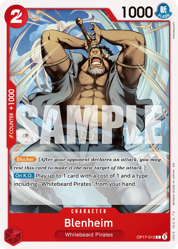 Carte Blenheim OP17-012 Common — One Piece TCG OP-17 BOOSTER PACK -THE WORLD’S STRONGEST WARRIORS- (Bandai, 2026-08-28)