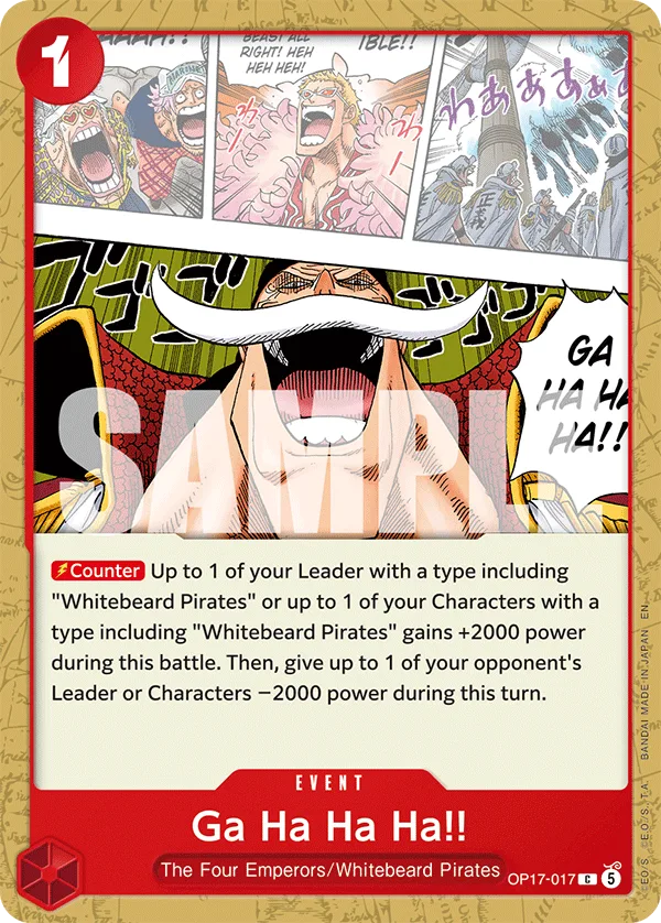 Carte Gra ha ha ha ha&nbsp;!! OP17-017 Common — One Piece TCG OP-17 BOOSTER PACK -THE WORLD’S STRONGEST WARRIORS- (Bandai, 2026-08-28)