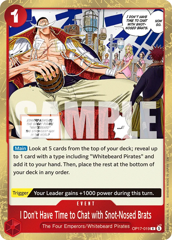 Carte J'ai aucune envie de discuter avec un avorton comme toi&nbsp;! OP17-019 Rare — One Piece TCG OP-17 BOOSTER PACK -THE WORLD’S STRONGEST WARRIORS- (Bandai, 2026-08-28)