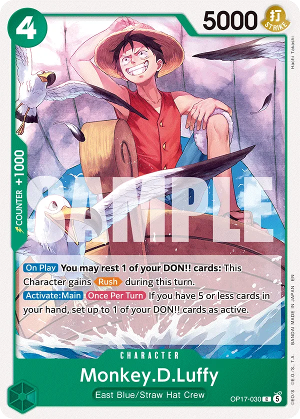 Carte Monkey D. Luffy OP17-030 Common — One Piece TCG OP-17 BOOSTER PACK -THE WORLD’S STRONGEST WARRIORS- (Bandai, 2026-08-28)