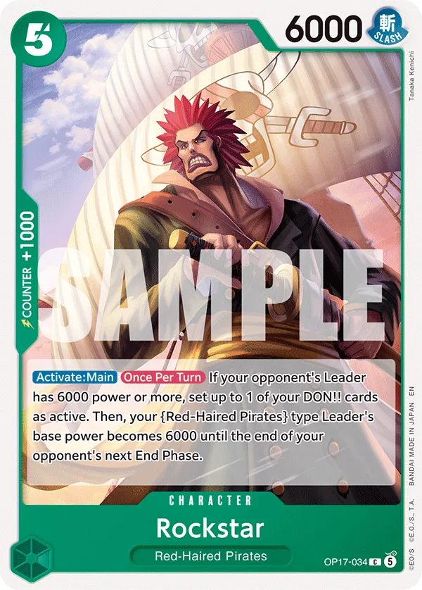 Carte Rockstar OP17-034 Common — One Piece TCG OP-17 BOOSTER PACK -THE WORLD’S STRONGEST WARRIORS- (Bandai, 2026-08-28)