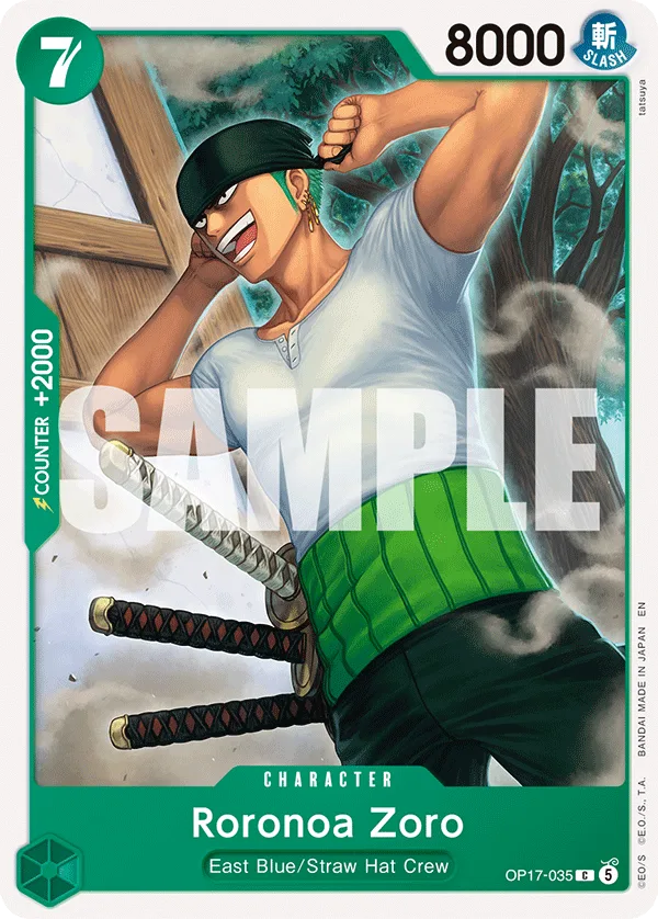 Carte Roronoa Zoro OP17-035 Common — One Piece TCG OP-17 BOOSTER PACK -THE WORLD’S STRONGEST WARRIORS- (Bandai, 2026-08-28)