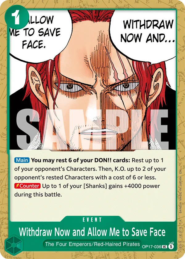Carte Je compte sur vous pour ne pas me faire honte OP17-036 Uncommon — One Piece TCG OP-17 BOOSTER PACK -THE WORLD’S STRONGEST WARRIORS- (Bandai, 2026-08-28)