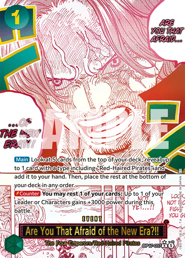 Carte Cette nouvelle ère t'effraie-t-elle tant&nbsp;?! OP17-037_p1 Rare Parallel Alt-Art — One Piece TCG OP-17 BOOSTER PACK -THE WORLD’S STRONGEST WARRIORS- (Bandai, 2026-08-28)