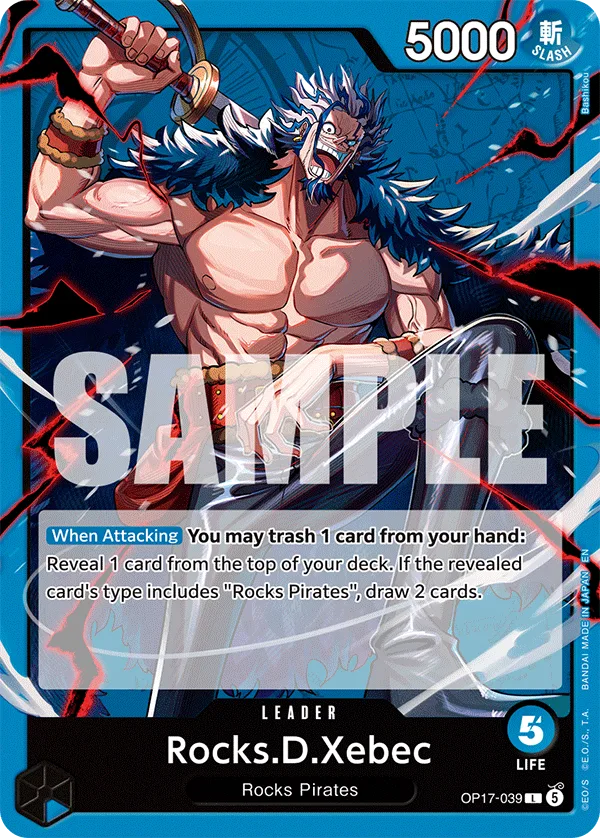 Carte Rocks D. Xebec OP17-039 Leader — One Piece TCG OP-17 (Bandai)