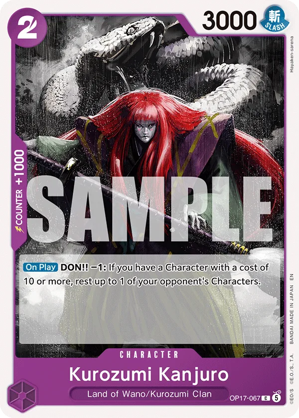 Carte Kanjuro Kurozumi OP17-067 Common — One Piece TCG OP-17 BOOSTER PACK -THE WORLD’S STRONGEST WARRIORS- (Bandai, 2026-08-28)