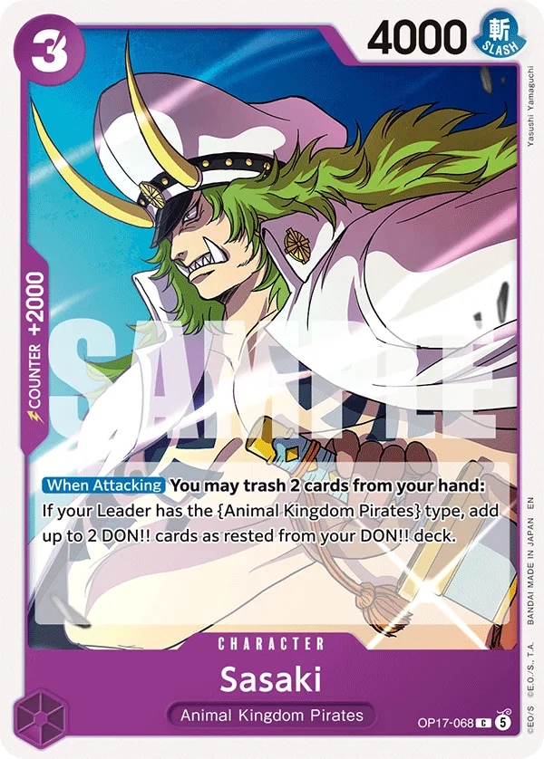Carte Sasaki OP17-068 Common — One Piece TCG OP-17 BOOSTER PACK -THE WORLD’S STRONGEST WARRIORS- (Bandai, 2026-08-28)